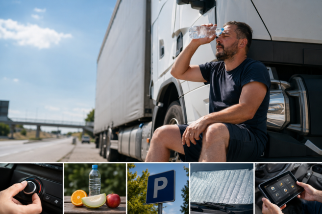 LKW fahren bei Sonne und Hitze