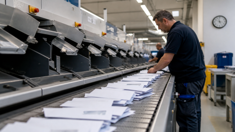 Briefe auf einer automatischen Sortieranlage in einem Briefzentrum