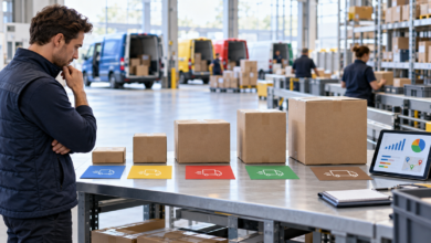 Pakete verschiedener Größen werden für den Paketdienste-Vergleich vorbereitet